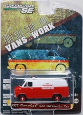 GreenLight 1977 Chevrolet G20 Paramedic Van - 29781 NRFP 2014 White/Red 1:64