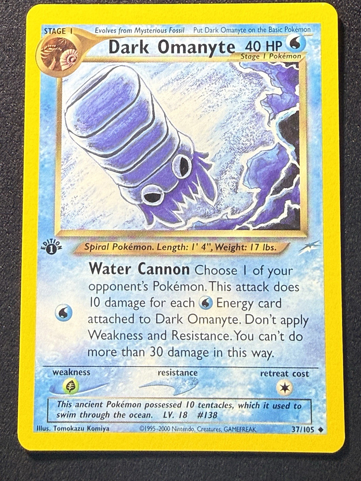 Pokémon TCG Dark Omanyte Neo Destiny 1st Edition 37/105 LP