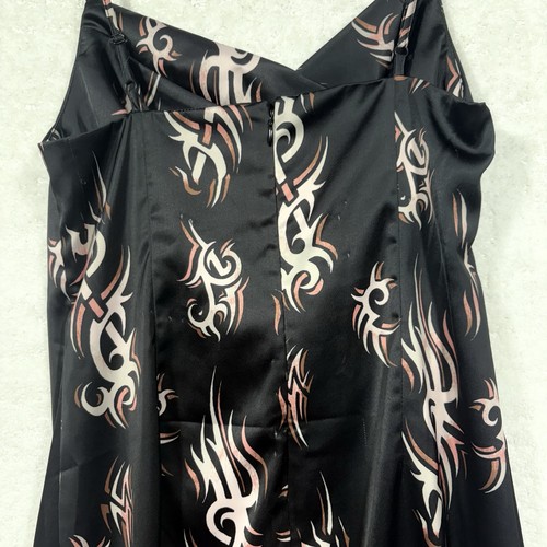 Medium Urban Outfitters Mallory Cowl Slip Mini Dress Y2K Tribal Flame Satin 90s - Picture 7 of 10