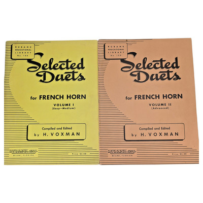 Selected Duets for French Horn Books 2 Set Vol 1 and 2 Voxman Scores Easy Vtg