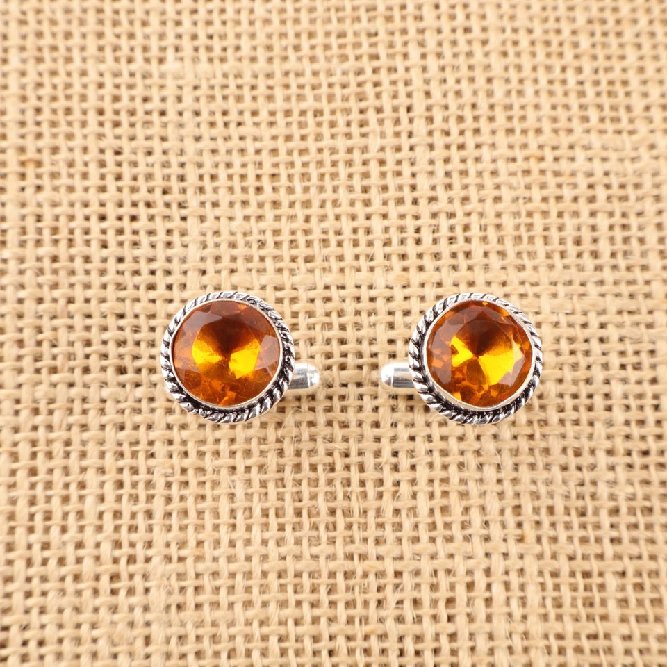 AAA+ Gema Natural 925 Plata de Ley Hombres Gemelos Joyería Regalo Para 1.3cm - Imagen 3 de 4