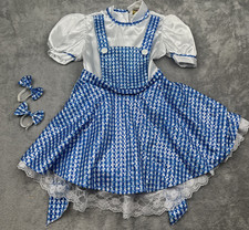 Dorthy Wizard Of Oz Costume Dress Girls Size Small Sequined With Hair Bows Lace