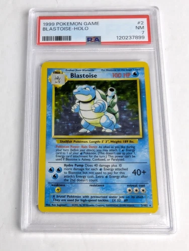 1999 Pokémon Game  BLASTOISE HOLO #2/102 NEAR MINT Recently Graded PSA 7  NEW