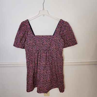 New Draper James Dottie Babydoll Shift Dress XL Womens Navy Blue Pink Floral 