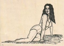 Bathing Beauty In Water 3 3/4 x 2 3/4" Rubber Stamp, People Stamp, Woman Stamp