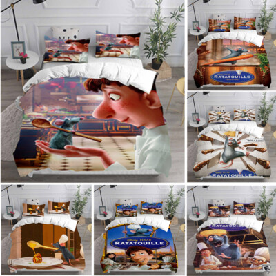 Ratatouille Remy Skinner 3D Bettdecke Abdeckung Bettwäsche Set Quilt Single Size