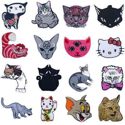 Süßes liebenswertes buntes Katzen Tier zum Aufbügeln oder Aufnähen bestickt Patch