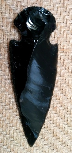 5-1/ 4" inch long large black obsidian reproduction spearhead point ya390 - Picture 3 of 3
