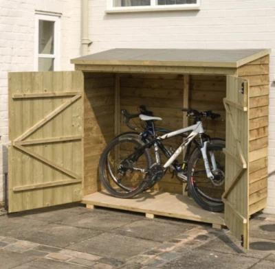 ROWLINSON 6x3 WOODEN BIKE STORE OUTDOOR BICYCLE SHED PENT WALLSTORE GARDEN TOOL STORAGE
