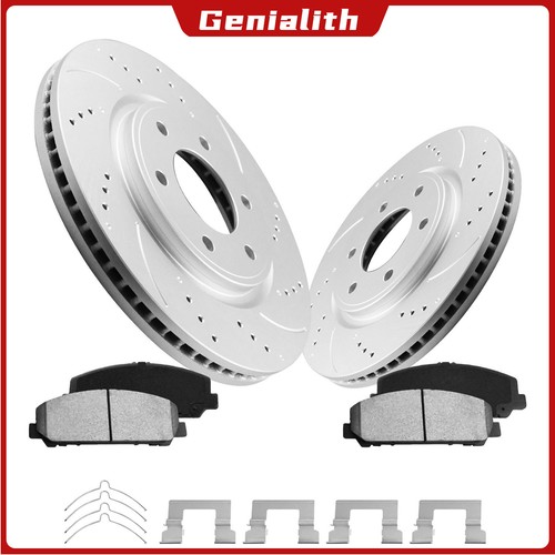 350mm Front Drilled Slotted Rotors + Ceramic Brake Pads for Nissan