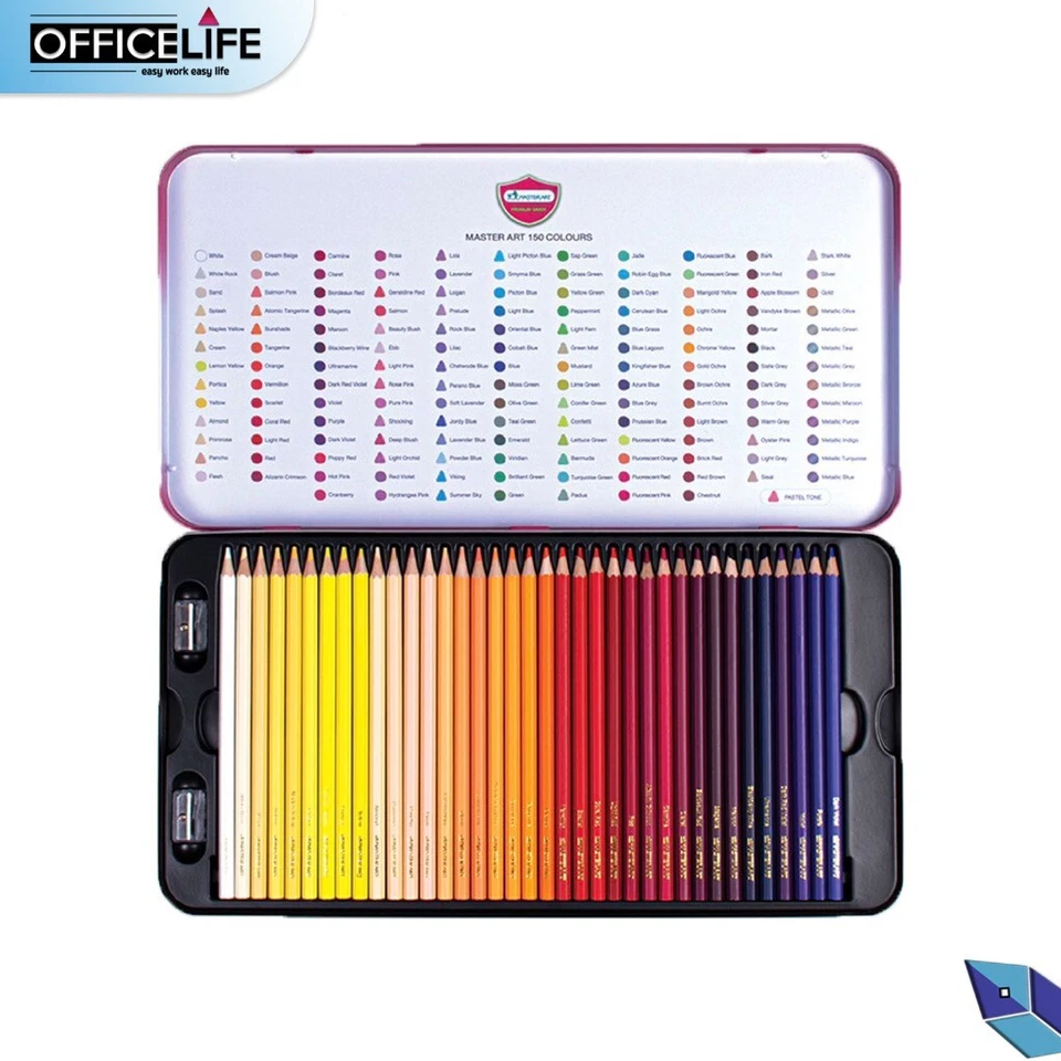 Juego de caja de lápices de colores Master Art 150 colores para colorear dibujo arte pintura larga Foto 4 de 4