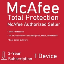 McAfee Total Protection 1 DEVICE / 3 YEAR (Account Subscription)