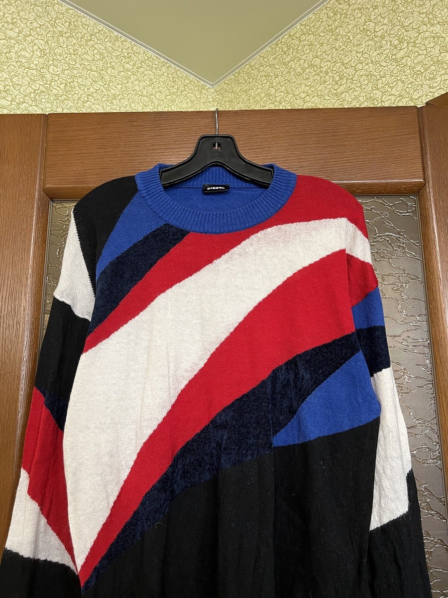 RARE DIESEL ABSTRACT MENS COLORFUL KNIT FASHION CRAZY SWEATER SIZE
