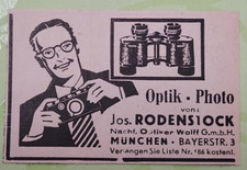 1. Optik & Foto * Rodenstock * Fernglas Werbeanzeige Werbung Reklame 1940