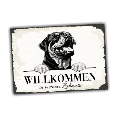 Hundeschild Willkommen Zuhause Rottweiler Rottie No.2 Dog Schild Spruch Türschil