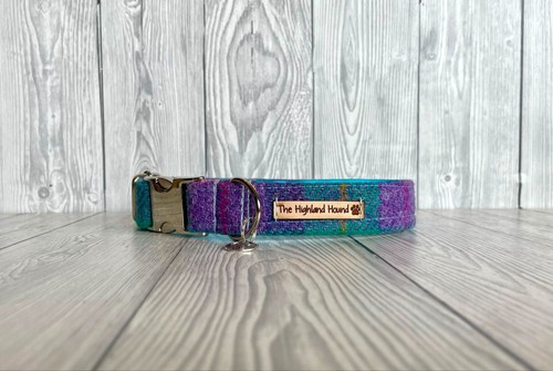 1" Summer Isles Harris Tweed Soft Handmade Adjustable Dog Collar S-XL - 第 1/8 張圖片