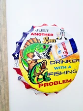 Funny Hamm's Beer Drinker With Fishing Problem Beer  Metal Sign Man Cave Decor