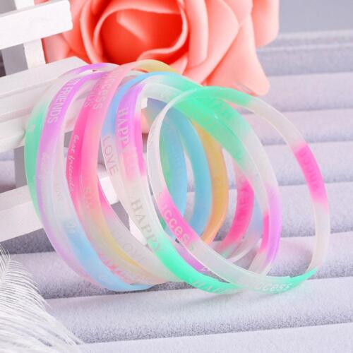 Candy Color Luminous Bracelet Silicone Glow in the I4 Dark Wristband D0X9 - Afbeelding 1 van 12