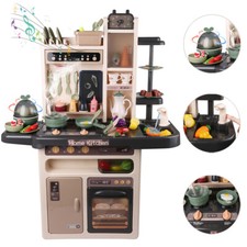 Kitchen Chef Pretend Playset Kids Toy With Running Water Sound Light Music Steam