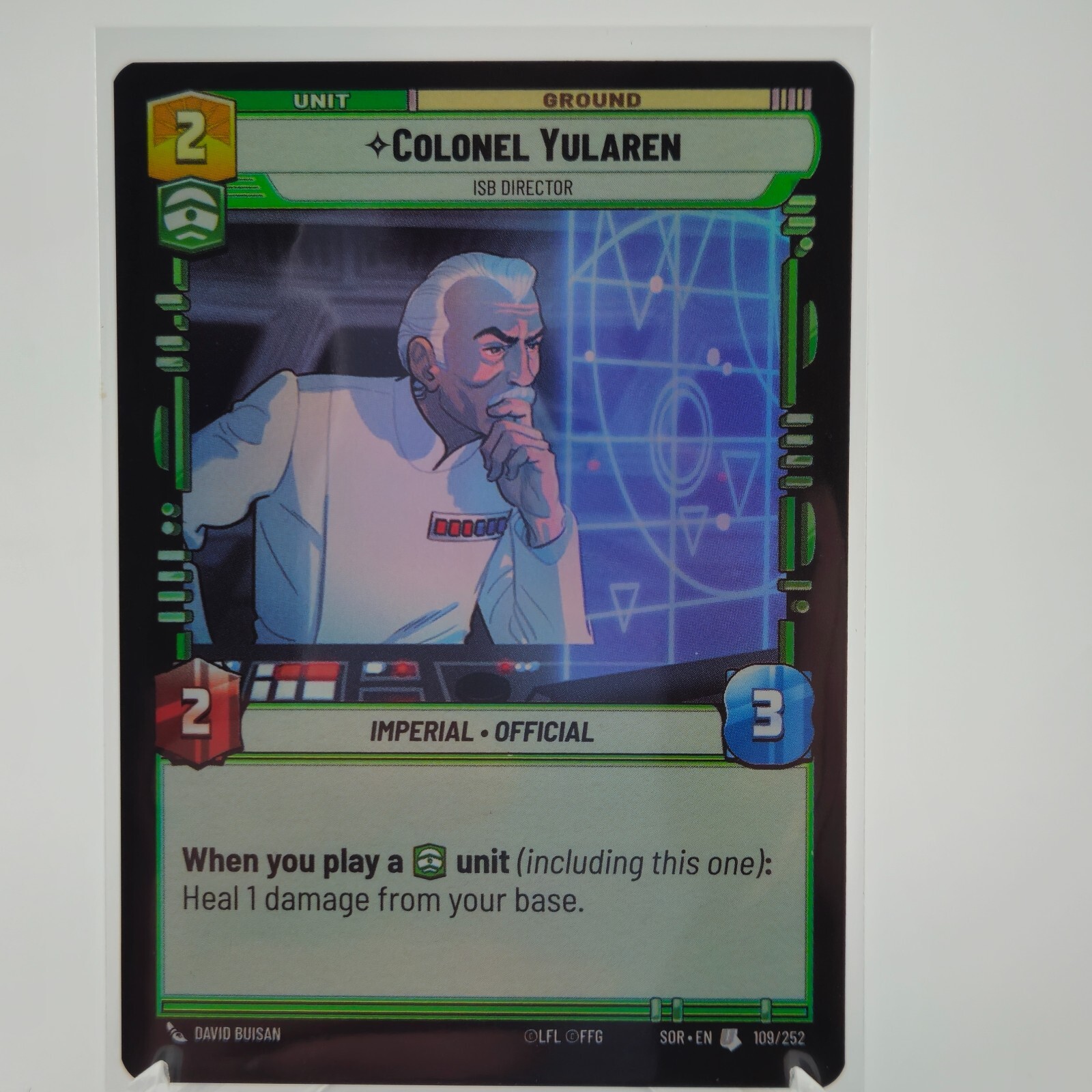 STAR WARS UNLIMITED SPARK OF REBELLION 109/252 U Colonel Yularen Foil