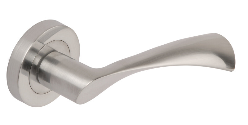 Excel Hardware Flex Lever Handle on Round Rose Satin Chrome