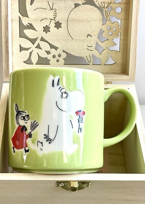 Japan Yamaka Shoten Moomin & Little My Green Porzellan 350ml Becher in Holzbox