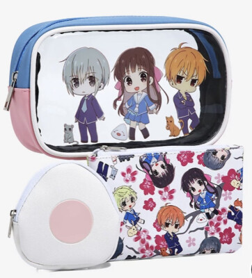 Fruits Basket Chibi Yuki, Tohru, & Kyo Cosmetic 3-Bag Set NEW HTF