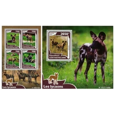 African Wild Dog Bundle of 2 Stamp Lycaon Pictus Souvenir Sheet MNH #6010-6013