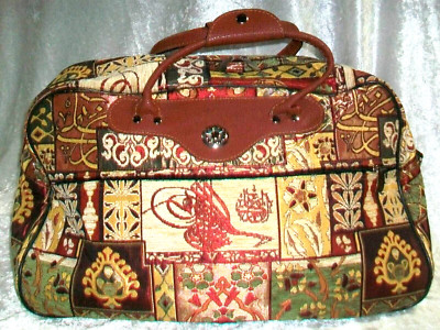 New Turkish Kilim Jacquard Fabric Overnight Travel Weekender Luggage Duffle Bag