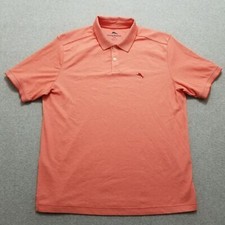 Tommy Bahama Polo Shirt Mens Large Pink Short Sleeve Button Up