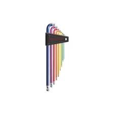 PB SWISS TOOLS 2222LH-10RB Long Rainbow Hex Wrench Set with Multi-Angle Ball F/J