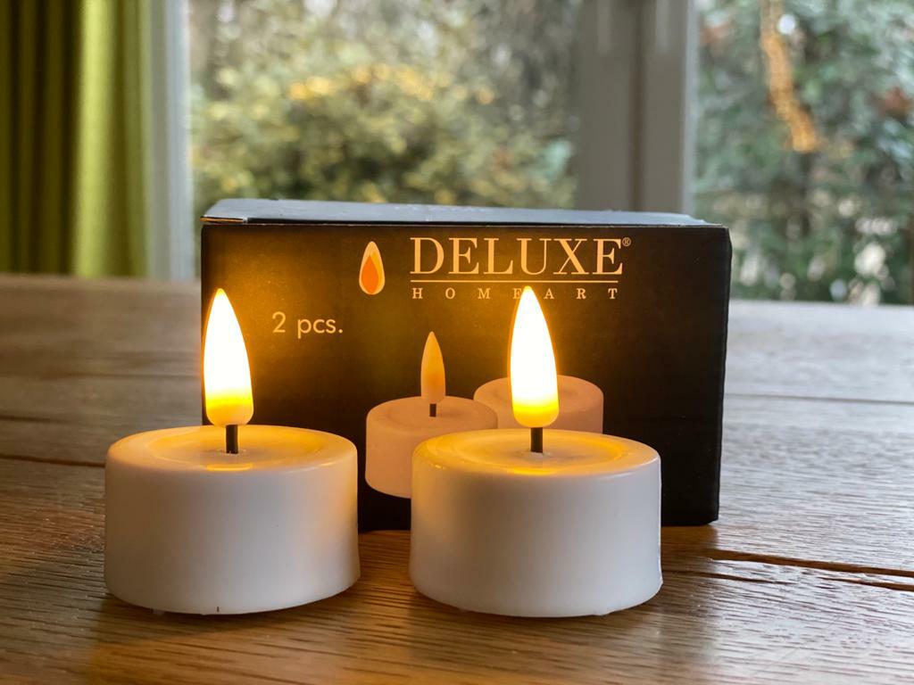 LED-Teelicht, Deluxe Homeart, weiß, flackernde Kerzen, Fernbedienung erhältlich
