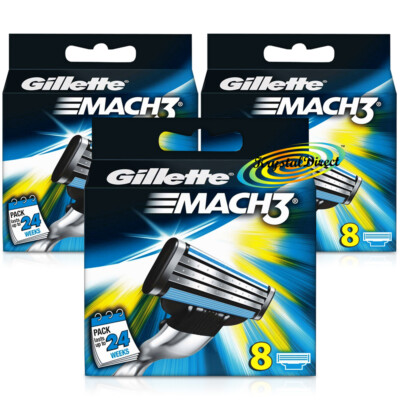 3x Gillette Mach3 8er-Pack Ersatz Rasierklingen 100 % Original