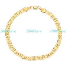 18K Gold Filled Hypo-Allergenic 5.5mm Mariner Link Anchor Chain Necklace Q081 N