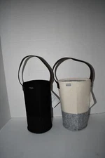 Thirty One Set of 2 Felt Wine & Gift Bags in Natural/Grey & Black NWT