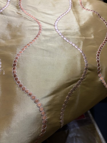 Pier 1 Imports NEW 3 Curtains Panels 54” 84” Window Panel Billowy Gold Geometric - Picture 4 of 6