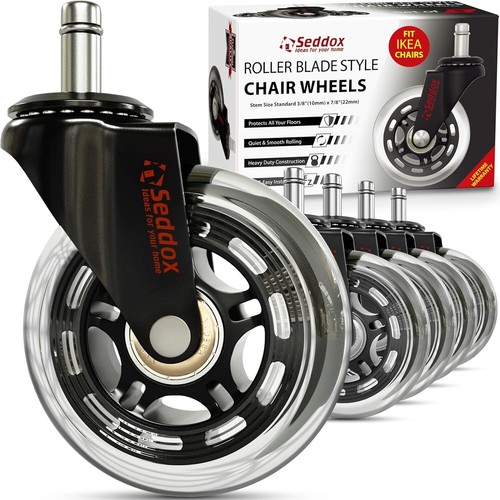 Professional Office Chair Wheels 10mm Stem | FIT IKEA Chairs ONLY | 3'' Replacem