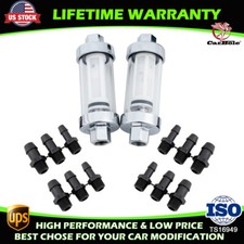 2pcs Universal 14 516 38 Chrome Glass Reusable Washable Inline Fuel Filter