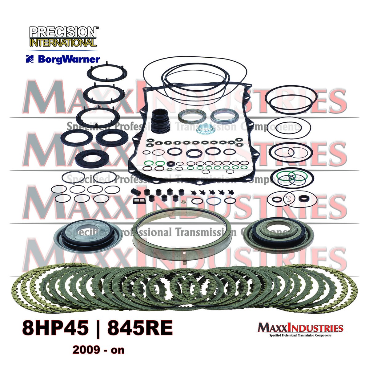 845RE 8HP45 Transmission Master Rebuild Kit less Steels w/Pistons