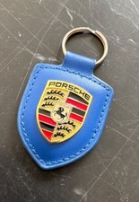 1x porsch 911 Boxster Cayenne Leather Key Ring Key Chain Crested Blue Colour