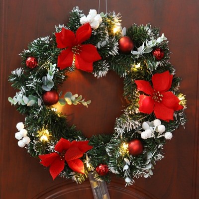 Led Light String Christmas Wreath Front Door Hanging Garland Xmas