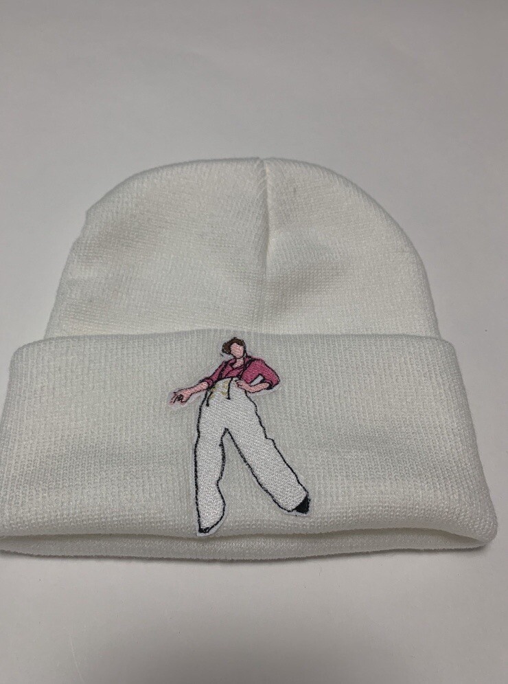 Beanie hat Harry Styles patch White New Acrylic Knit New Good Gift, Concerts-image