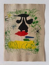 JOAN MIRO Disegno su carta (fatto a mano) firmato e timbrato supporto misto.