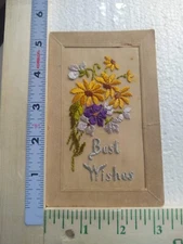 3-Dimensional Postcard Best Wishes with Flowers Art Print