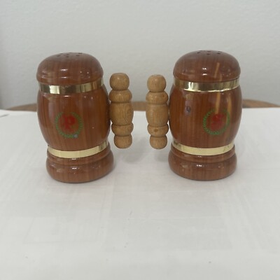 Vintage  Wood Beer Stein Salt & Pepper Shaker Set Billy The Kid Wyoming