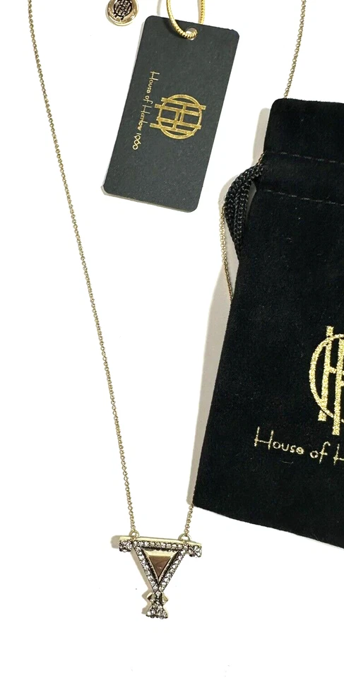 HOUSE OF HARLOW 1960 三角吊坠金色项链新品 — 第 4/4 张图片