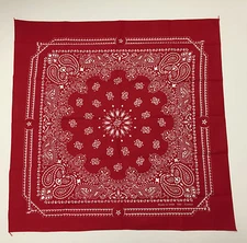 (1) Red Bandana Christmas stocking Stuffers Head Wrap Scarf 100% Cotton USA New