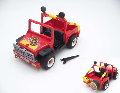 PLAYMOBIL VINTAGE CITY racers course armature arceau rouge jeep sets