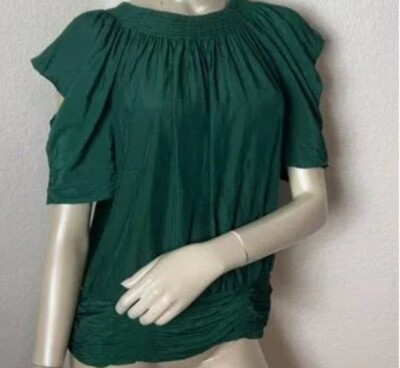 Current Air Los Angeles Anthropologie XS Emerald Vented Shoulder Sleeve Top 