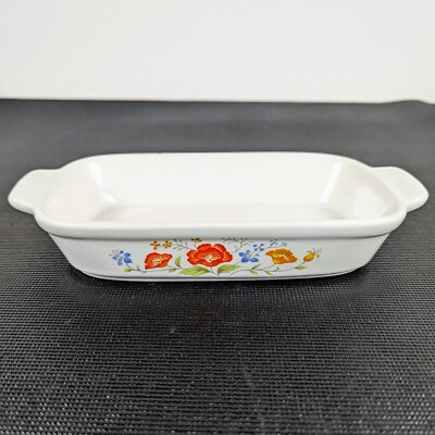 Vintage Northland Japan Floral Baking Dish Ceramic 7x4x1  White Excellent Cond